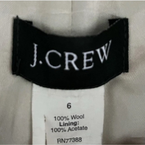 J Crew 100% Wool Womens Coat Size 6 Ruffle front Brown Tan Pea Coat Button - Picture 9 of 15